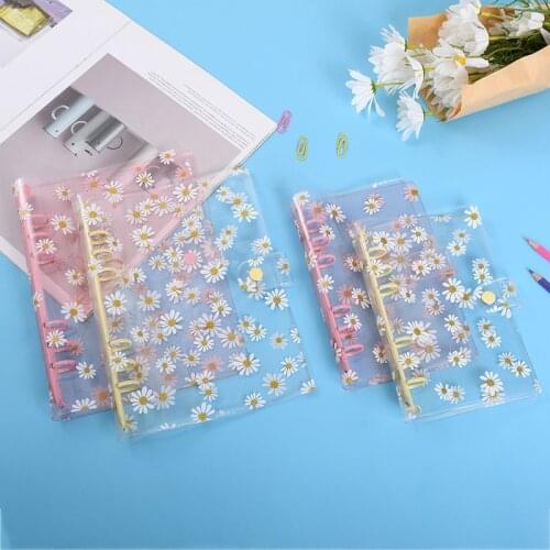 MINKYS Kawaii Daisy Flower A7/A6 Binder Sprial Notebook Cover With Storage Bag Diary Agenda Planner School Stationery