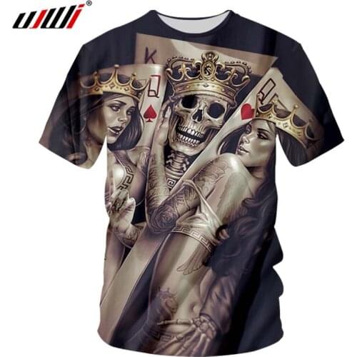 UJWI Brand 2019 3D Printed Skull T-shirts Casual Style Mens Fashion O Neck Spoof Hip-hop Short-sleeved T Shirt Plus Size 7XL