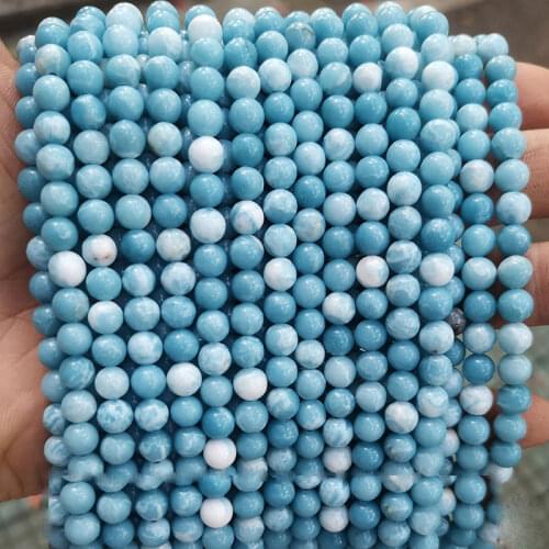6 8 10 12mm Larimar Gemstone Round Loose Beads Ocean Sea Stone Beads For Jewelry Making DIY Accessorries Beads For Bracelet