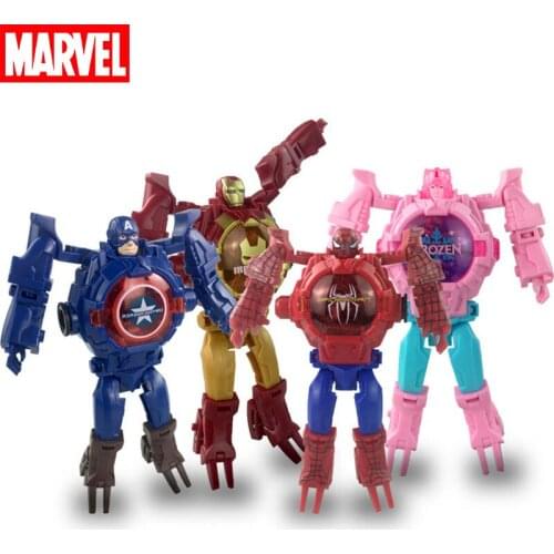 Upgraded Version Disney Projection Deformation Toy Watch Boys and Girls DIY Puzzle Watches Cartoon Frozen Marvel Anime figure