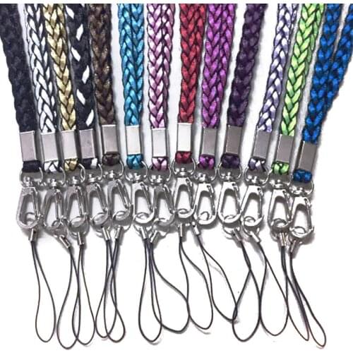Cyliliya wholesale 100pcs nylon braided wrist hand cell phone mobile chain straps keychain Charm Cords DIY Hang Rope Lanyard