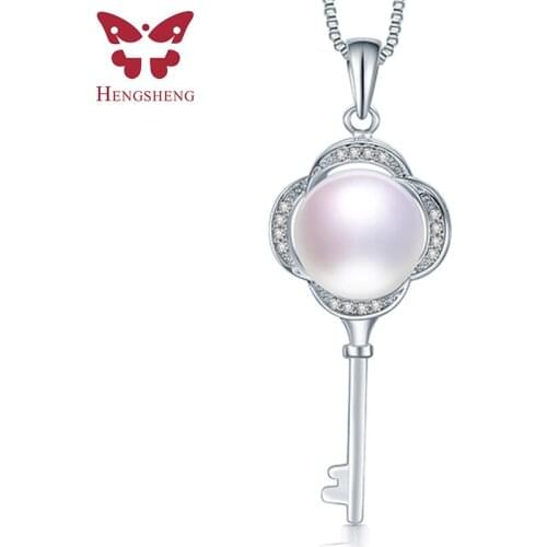 HENGSHENG High Quality love key necklaces 100% natural freshwater pearl necklaces & pendants for mom gift pearls 10-11mm