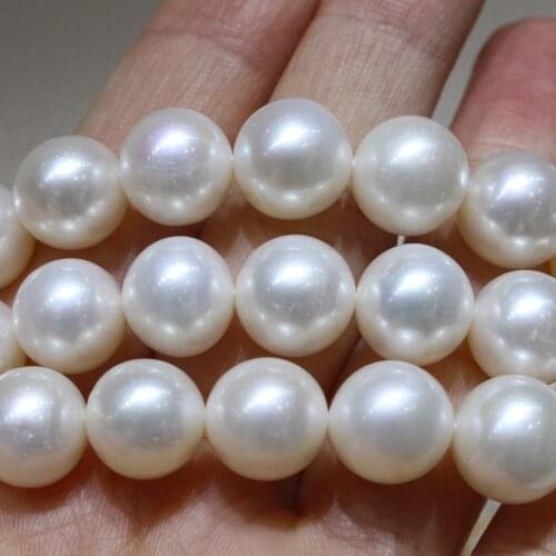 Natural Freshwater Pearl Necklace Grade AAA 10-11mm Round Shaped Beads 36cm DIY Strand Jewelry Accessory