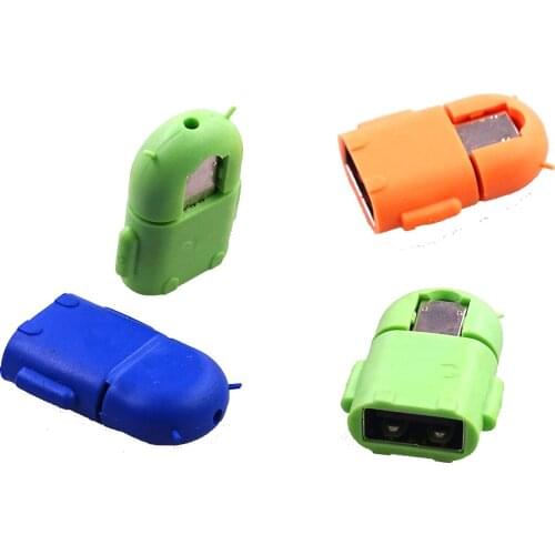 2pcs Multi color Option Robot Shape Android Micro USB To USB 2.0 Converter OTG Adapter For Samsung Galaxy S3 S4 S5