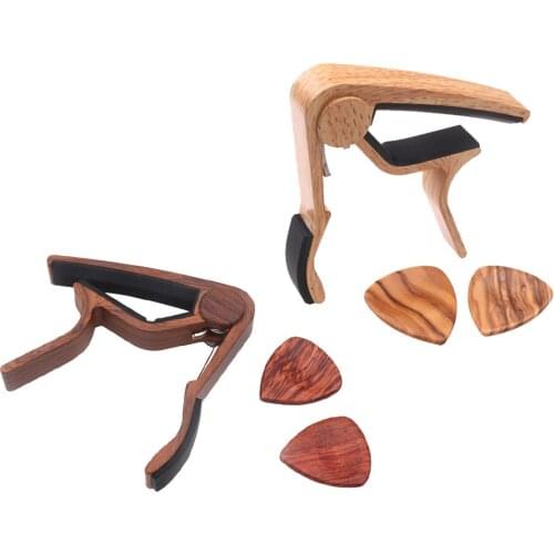 Quick Release Guitar Capo Key Clamp Trigger with 2pcs Picks Plectrums Set