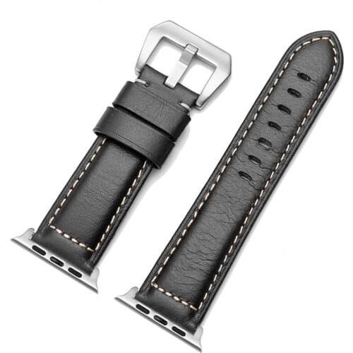 Genuine Leather Watch Strap for Apple Watch Band 44mm 40mm iWatch 4 3 2 Series for Apple Watch Strap Oil Wax Cowhide Watchband