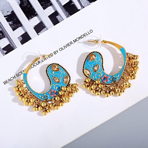 Bohemia Ethnic Indian Palace Pearl Tassel Earrings for Wedding Bridal Dance Party Turk Afghan Nepal Pendientes Party Gift