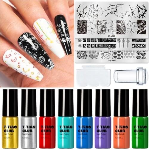 T-TIAO CLUB Nail Art Templates Pure Clear Jelly Silicone Nail Stamping Plates Scraper With Stamping Gel Kit Nail Stamp Nail Art