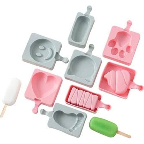 Silicone Ice Cream Molds with 20pcs Wooden Stick Cell Ice Cube Tray Popsicle Maker DIY Homemade Freezer Ice Lolly Mould Tools