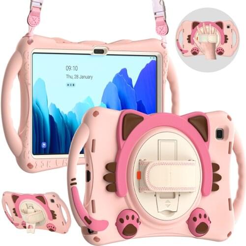 Tab A 10.4 2020 Case Stand Pencil Holder for Samsung Tab A7 10.4 SM-T500 T507 SM-T505 Shockproof Silicone Case Handle Grip Strap