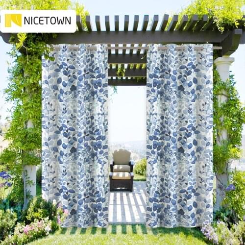 Outdoor Waterproof Printed Curtain Pavilion Shading Simple Modern Living Room Bedroom Balcony Sunscreen Heat Insulation