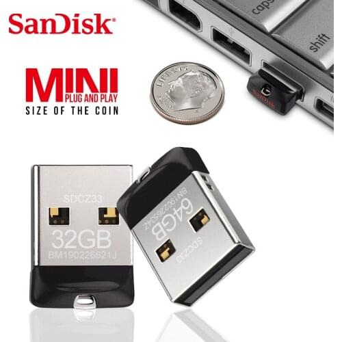 100% Original SanDisk USB 2.0 CZ33 Mini Pen Drive 64GB 32GB 16GB USB Flash Drive Memory Stick U Disk USB Key Pendrive for PC