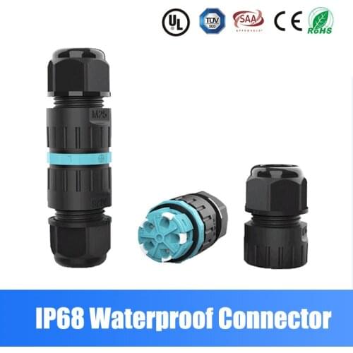 M20 Waterproof Connector M25 5-12mm Push-type Screw-free Quick Connect Wire Junction Box 450V 24A IP68 Outdoor Cable Connectors