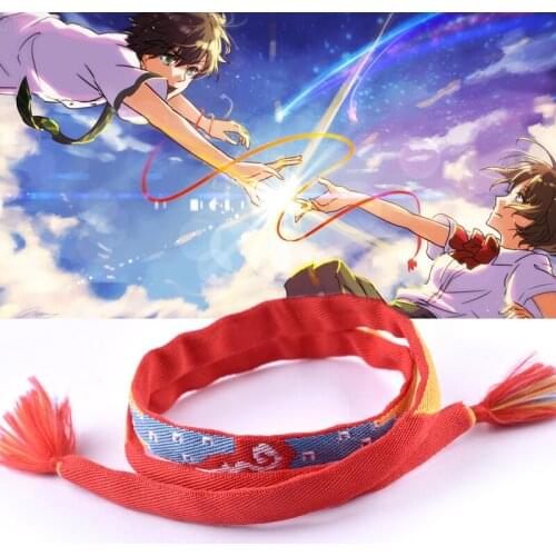 Fashion Lover Bracelet Movie Your Name Bracelet Chain Jewelry Cosplay Handmade Red Bracelet Rope Charm Jewelry Kimi no Na wa