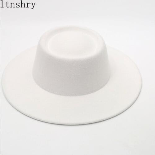2021 Winter Autumn 26 color Women Wool Fedora Hat Wide Brim Imitation Woolen Ladies Dome Jazz Wedding Hat for Lady sun hats
