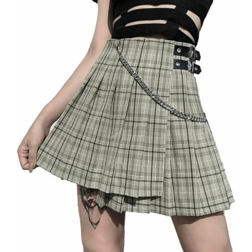 Damen Rock Karierter Faltenrock Mit Zipper Minirock Vielseitige Persnlichkeit