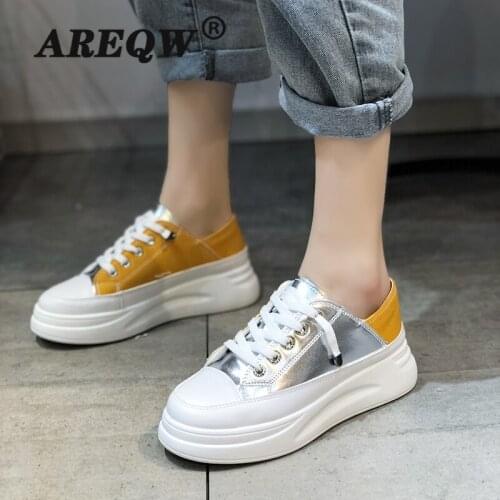 2021 New Genuine Casual Shoes Women Sneakers Platform Med Heel Ladies Shoe Comfortable Vulcanized Shoe