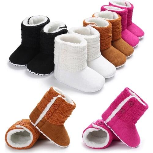 Winter Keep Warm First Walker Baby Girl Toddler Boots with Butterfly-knot Anti-slip Snow Thick Shoes