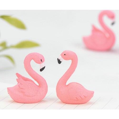 1 Pcs Flamingo Animal Bonsai Fleshy Ornaments Moss Micro Landscape Decorative Fairy Garden Miniature Ornament Gift Decoration