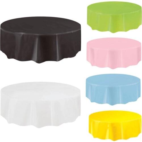 1 PCS Round Disposable Party Wedding Tablecloth 84 Inch Tablecloth Heavy Duty Plastic Tablecover Catering Meal Table Decoration