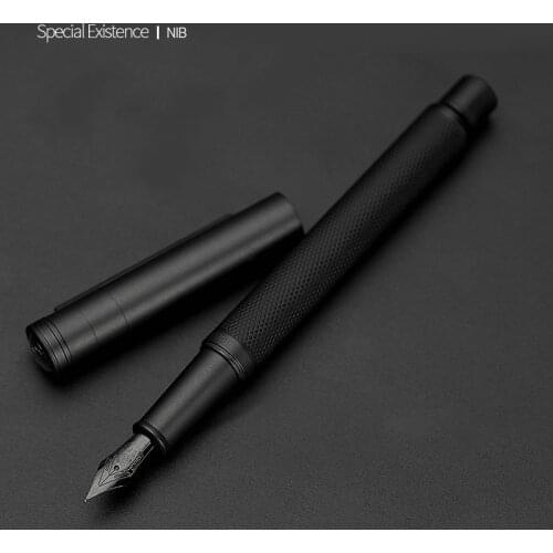 2021 New Black Metal Fountain Pen Titanium Black EF/F/Bent Nib Beautiful Tree Texture Excellent Writing Gift for Business Office