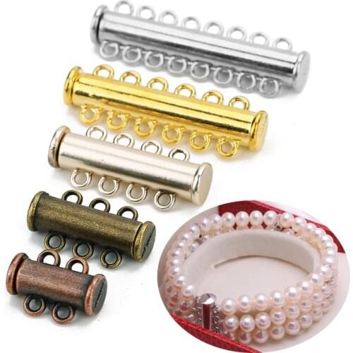 5pcs 2 3 4 5 6 8Rows Strong Magnetic Clasps Crimp End Caps Slider Clasp Buckles Tubes For Necklace Bracelet Chain Buckle Hook
