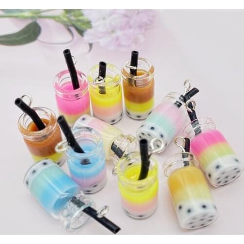 6/12Pcs New Hole Resin CuteMini Simulation Milk Tea Cabochon Scrapbooking Hair Bow Center Embellishments DIY Accessories F46