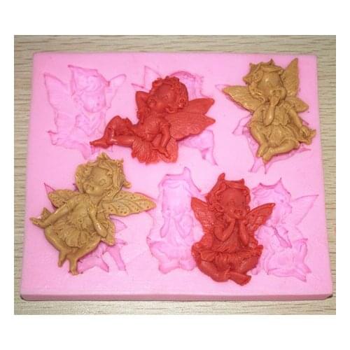 6 Cavity angel shape Silicone clay mold fondant cake mold decoration tools