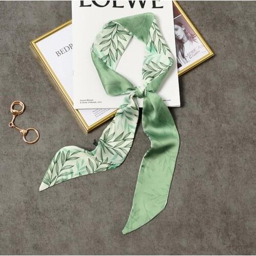 7*125cm New 2021 Fashion Luxury Silk Scarf Small Women Shawls Wraps Florals Print Office Small Hair Neck Hijabs Foulard Scarves