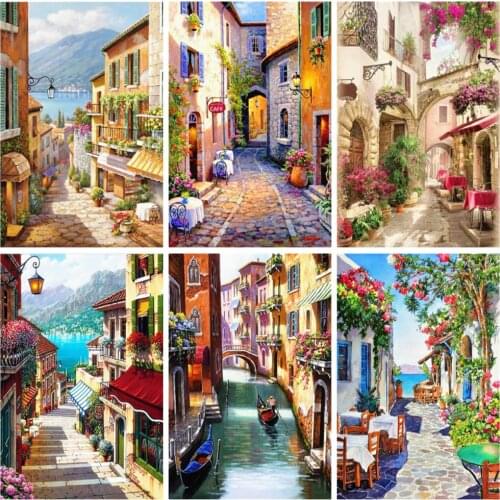 EverShine Diamond Painting Full Square Street Cross Stitch Diamond Embroidery Landscape Picture Rhinestones Handmade Hobby Gift
