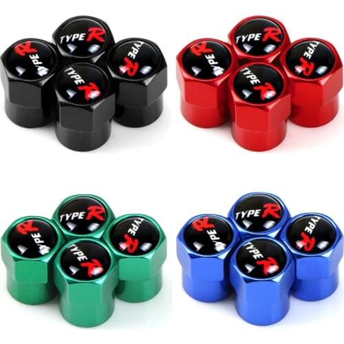 4Pcs Type R Typer logo Aluminum Valve Caps Car Wheel Tires Valves Tyre Stem Air Caps For Honda City CR-V XR-V HR-V Accord