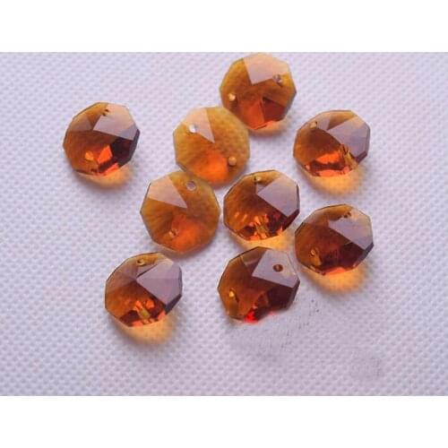 Free Shipping Darm Amber 14mmOctagon Bead Chain,1000pieces/Lot CRYSTAL GLASS CURTAIN STRANDS,Home/WINDOW/DOOR CURTAIN Decoration
