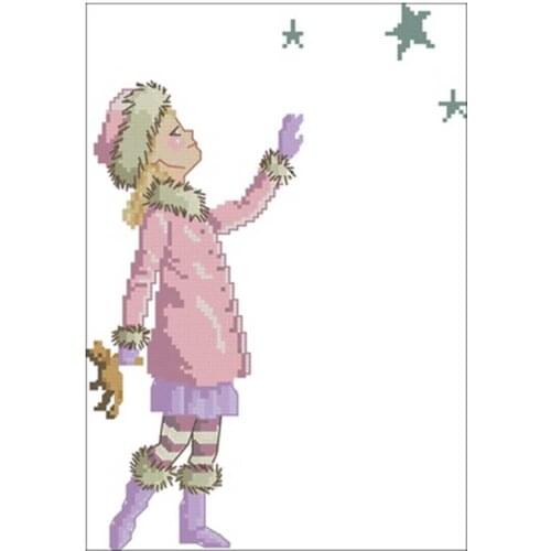 Girl looking at the stars patterns Counted Cross Stitch 11CT 14CT DIY Chinese Cross Stitch Kits Embroidery Needlework Sets