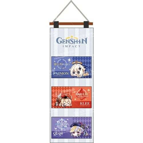 Game Genshin Impact Three-Compartment Hanging Paimon Klee Keqing Qiqi Cosplay Canvas Durable Fashion Daily Casual Storage Bags