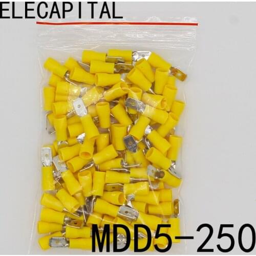 MDD5-250 MDD5.5-250 male Insulated Spade 100PCS/Pack Quick Connector Terminals Crimp Terminal AWG MDD