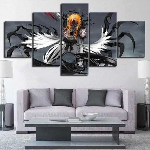 Canvas Prints Painting 5 Panel Bleach Modern Artwork Wall Art Poster Modular Pictures for Living Room Anime Home Decoration