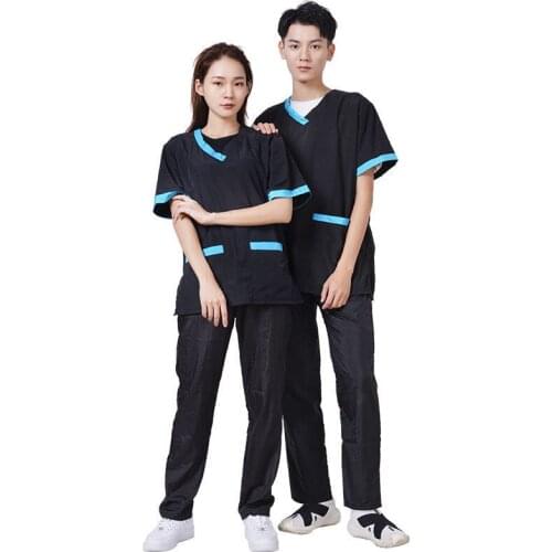 Custom LOGO Pet Shop Groomer Work Clothes Suit Waterproof Anti-static Pet Overalls Salon Barber Hairdresser Apron G1004