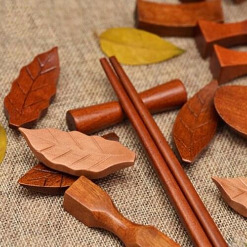 1 Piece Creative Wooden Chopstick Rest Lovely Mahogany Mosaic And Wooden Chopstick Rest