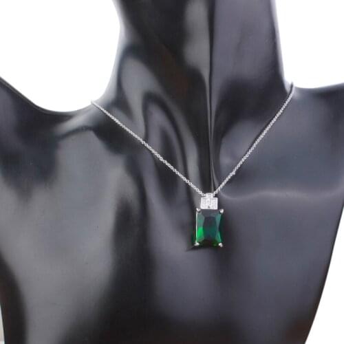 Garilina 2021 Hot Sell Models Square Green Zircon Silver Color necklace Creative Models Jewelry Wholesale Fashion Pendant AP2144