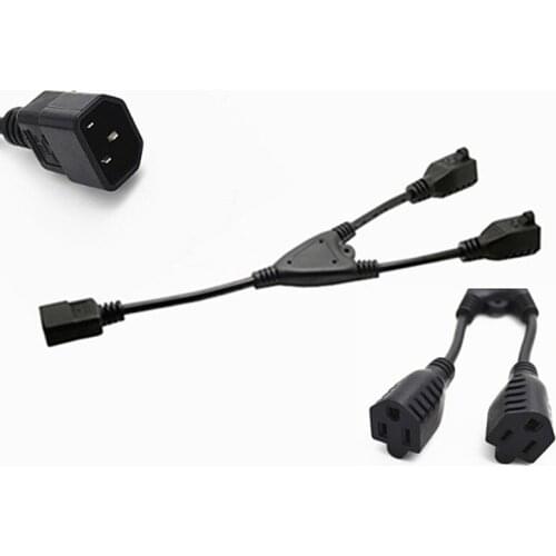 Nema C14 to 2X 5-15R,1 pcs,USA 3Pin Male To Double Female Power Adaptor Cable,US Y Type Splitter Power Adapter Cord