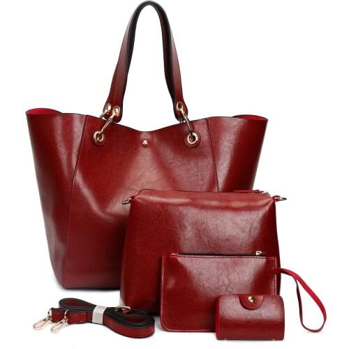 2021 New Leather Shoulder Messenger Bag Tote Bag Bolsa 4pcs/Set Women Composite Bag High Quality Ladies Handbag Female set bag