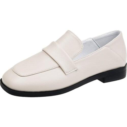 2021 Spring Autumn New Japanese Style Retro Loafers for Lady Square Toe Low Heel Slip-on Shallow Shoes Breathable for Daily