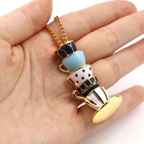 8Seasons Creative Necklace Gold Color Metal Multicolor Cup Enamel Charms Chains Necklace Women Wedding Party Club Jewelry,1PC