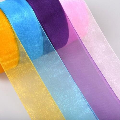 40mm 45 Meters Organza Ribbon Sewing Tape Accessory Chiffon Fabric Wrap Scrapbooking Roll Valentines Day Gift Packing