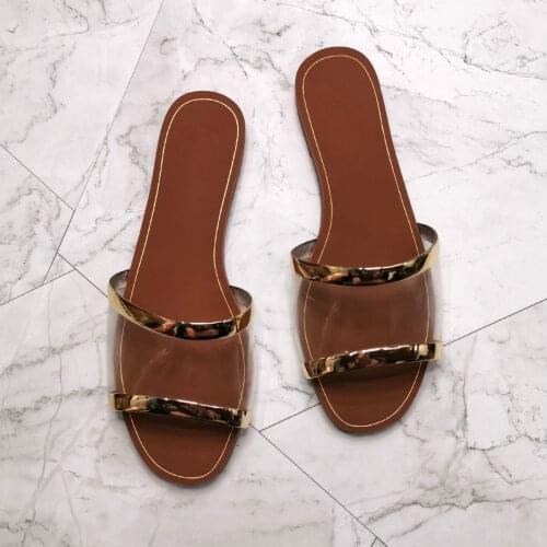 Summer Slides 2021 New Women Outside PVC Slippers Flat Beach Woman Shoes Transparent Fashion Ladies Slides Brand Designer Slides