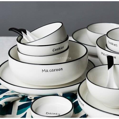 Light Luxury Nordic Style Creative Letters High-quality Ceramic Tableware Household Practical Plates Soup Dishes Set Rice Bowl