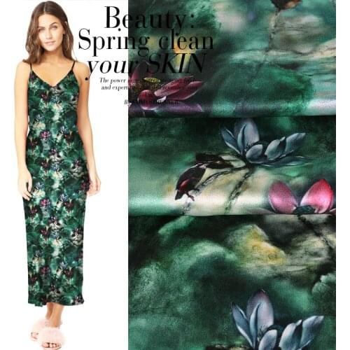 CNUM SP675 Pure Silk /Purple Lotus/ Silk Fabric 93% Silk 7% Spandex Elastic/Width 1.27yd Thickness 19mm