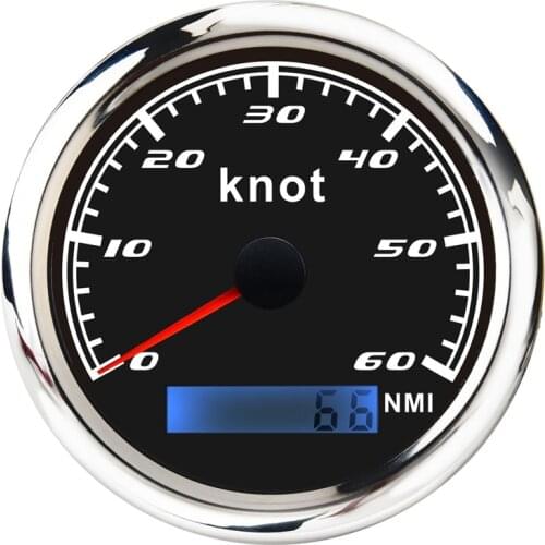 Universal Speedometer 12V/24V Odometer 85mm 60 Knot LCD Hourmeter Tachometer Backlight Meter with GPS Antenna