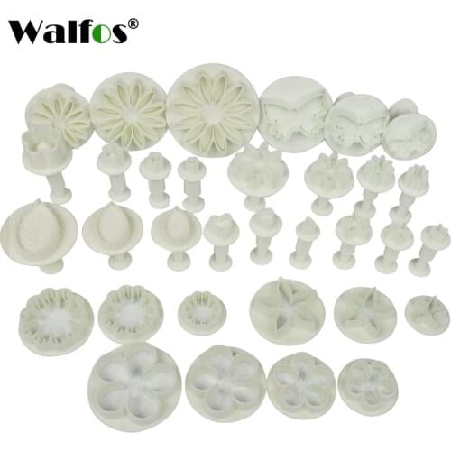 WALFOS 33 pieces Plunger Fondant Cutter Cake Tools Cookie Biscuit Cake Mold Mould Craft DIY 3D Sugarcraft Cake Decorating Tools