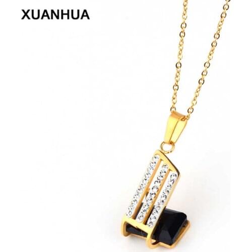 XUANHUA Stainless Steel Fashion Jewelry Accessories Necklaces & Pendants Pendant Chain Necklace For Women Jewelry Stone Indian